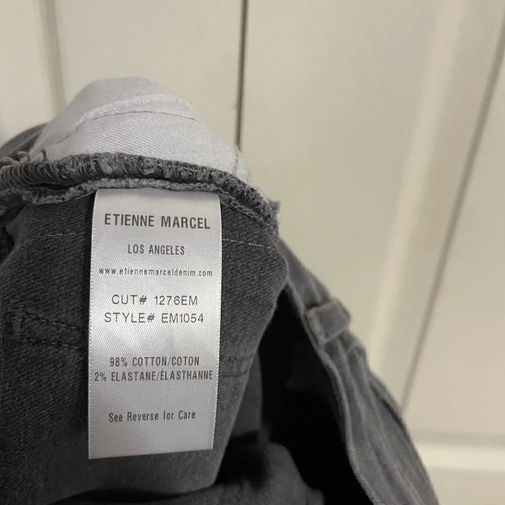 Etienne Marcel Womens Gray Hi Rise Raw Hem Athletic Strip Slim Straight Jeans 27